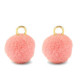 Pompom Anhänger mit Öse 10mm - Gold-pink
